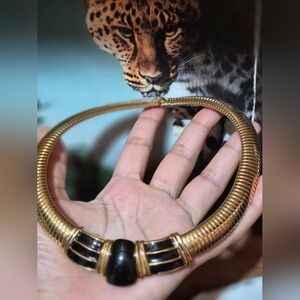 Vintage Omega Gold and Black Coil Necklace